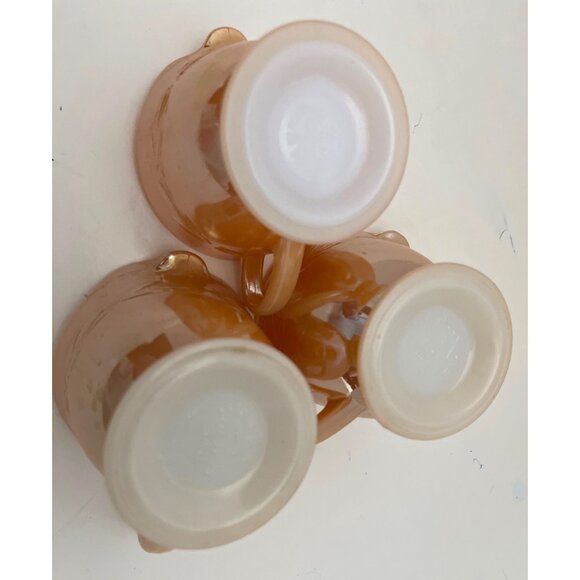FireKing Peach Luster 3 Cream Pitchers Laurel Leaf Anchor Hocking - Picture 6 of 6